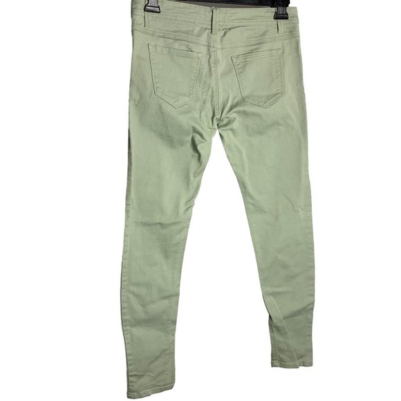 Wet Seal Mid Rise Jeggings Denim Skinny Jeans L Mint Green Pull On Back Pockets - Picture 3 of 5